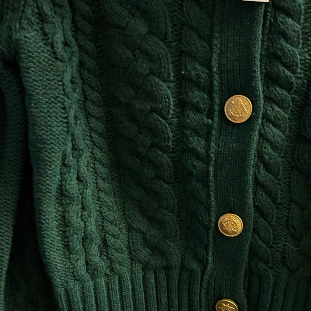 J. Crew Dark Green Cable Knit Cardigan - Picture 3 of 5